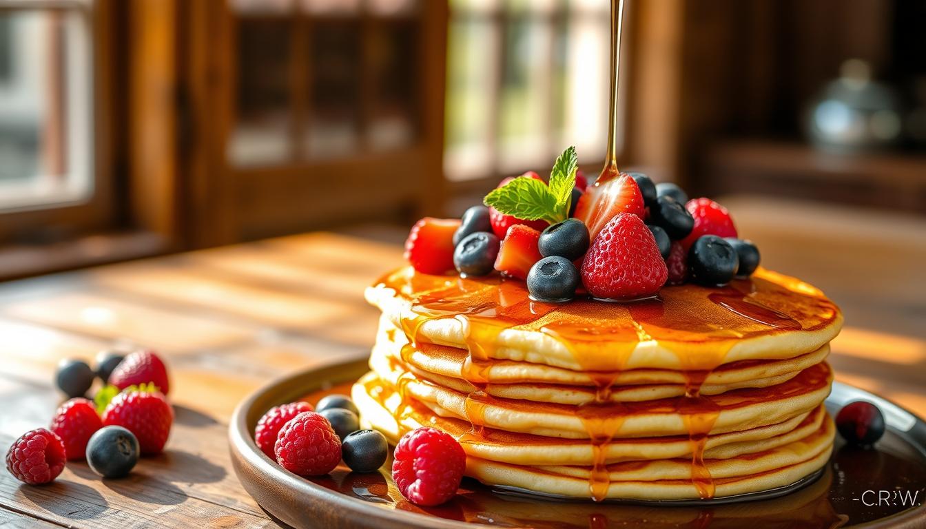 1. Pancakes with Maple Syrup and Fresh Berries