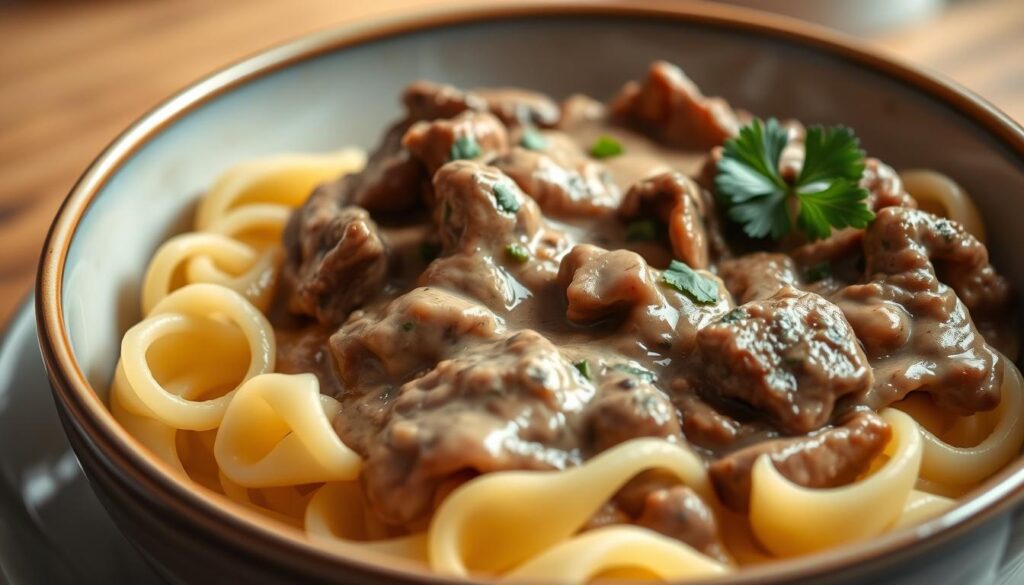 Beef Stroganoff with Creamy Mushroom Sauce